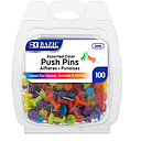 [206] Assorted Color Push Pins, 100/Pack
