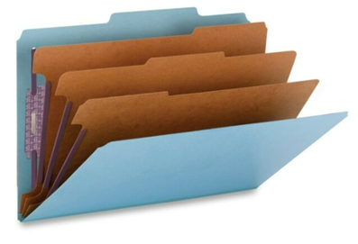 Partition Folder, Legal, Eight-Sections (3 Pt), Blue, 10/Box