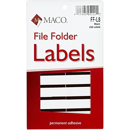 Black File Folder Labels, 9/16 x 3-7/16 Inches, 248/Pk