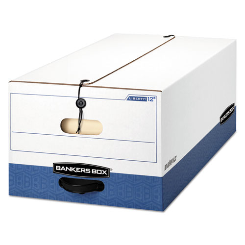 Heavy-Duty Strength Storage Box, Legal, 15 x 24 x 10, White/Blue, 12-Bx/Ct