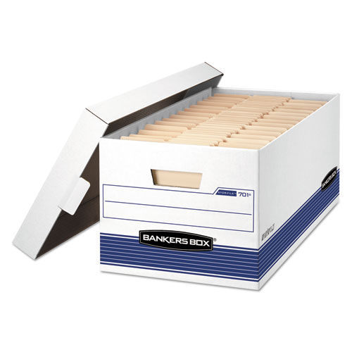 Storage Box, Letter, Lift Lid , 12 x 24 x 10, White/Blue, 12-Bx/Ct