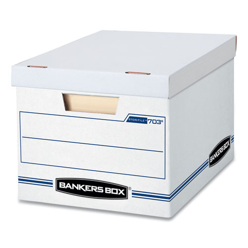 Storage Box, Letter/Legal, Lift-off Lid, White/Blue, 12-Bx/Ct