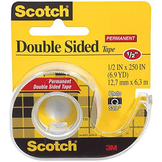 Double-Sided Permanent Tape in Handheld Dispenser, 1/2" x 250", Clear (70007075552)