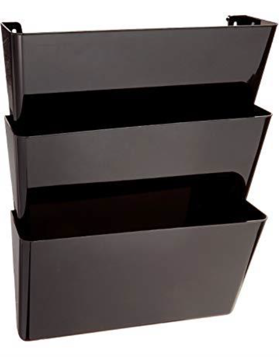 File Holder Wall Mounted 3 Pockets, Letter Size, Black Color