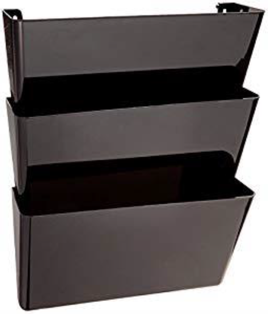 File Holder Wall Mounted 3 Pockets, Legal Size, Black Color