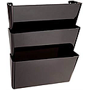 [O0400-1] File Holder Wall Mounted 3 Pockets, Legal Size, Black Color