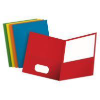 Twin-Pocket Folder, Embossed Leather Grain Paper, Assorted Colors, 25/Box