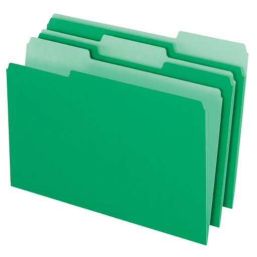 Interior File Folders, 1/3 Cut Top Tab, Letter, Br. Green, 100/Box