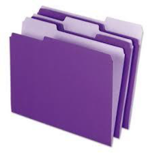 Interior File Folders, 1/3 Cut Top Tab, Letter, Violet, 100/Box