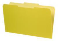 Interior File Folders, 1/3 Cut Top Tab, Legal, Yellow, 100/Box