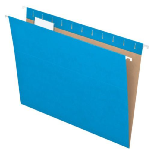 Hanging Folders, 1/5 Tab, Letter, Blue, 25/Box