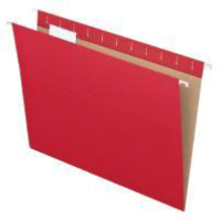 Hanging Folders, 1/5 Tab, Letter, Red, 25/Box