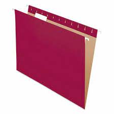 Hanging Folders, 1/5 Tab, Letter, Burgundy, 25/Box