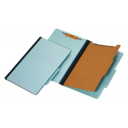 Classification Folders, Standard, Four-Sections (1 Pt.), Bonded Fasteners, 2/5 Cut Tab, Light Blue, Legal, 20/Bx