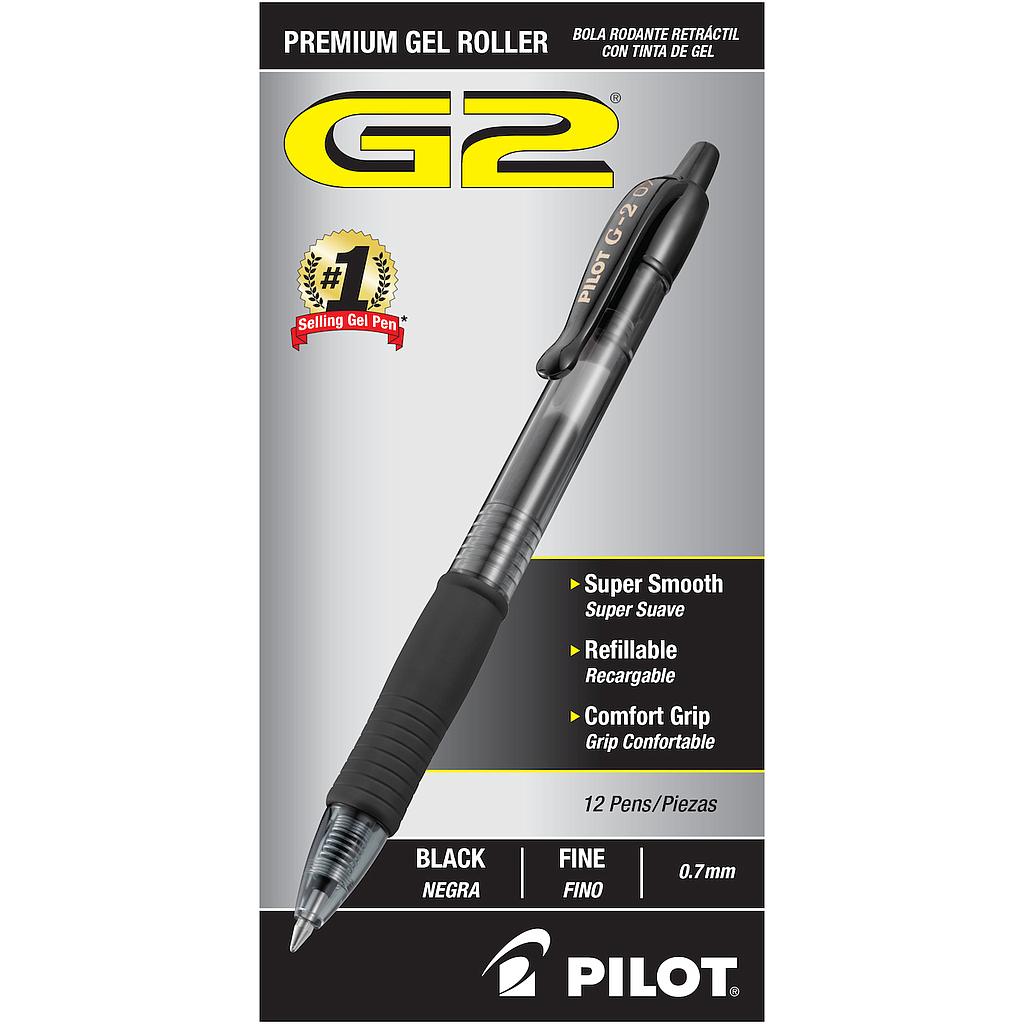 G2 Premium Retractable Gel Ink Pen, Refillable, Black Ink, .7 mm, Dozen