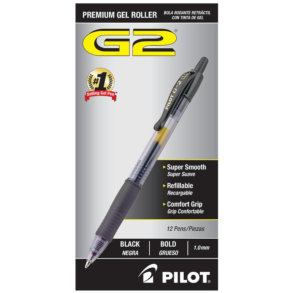 G2 Premium Retractable Gel Ink Pen, Refillable, Black Ink, Bold Dozen