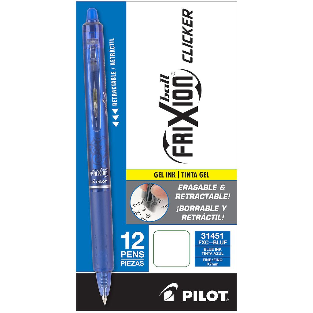 FriXion Clicker Erasable Gel Ink Retractable Pen, Blue Ink, .7mm, Dozen