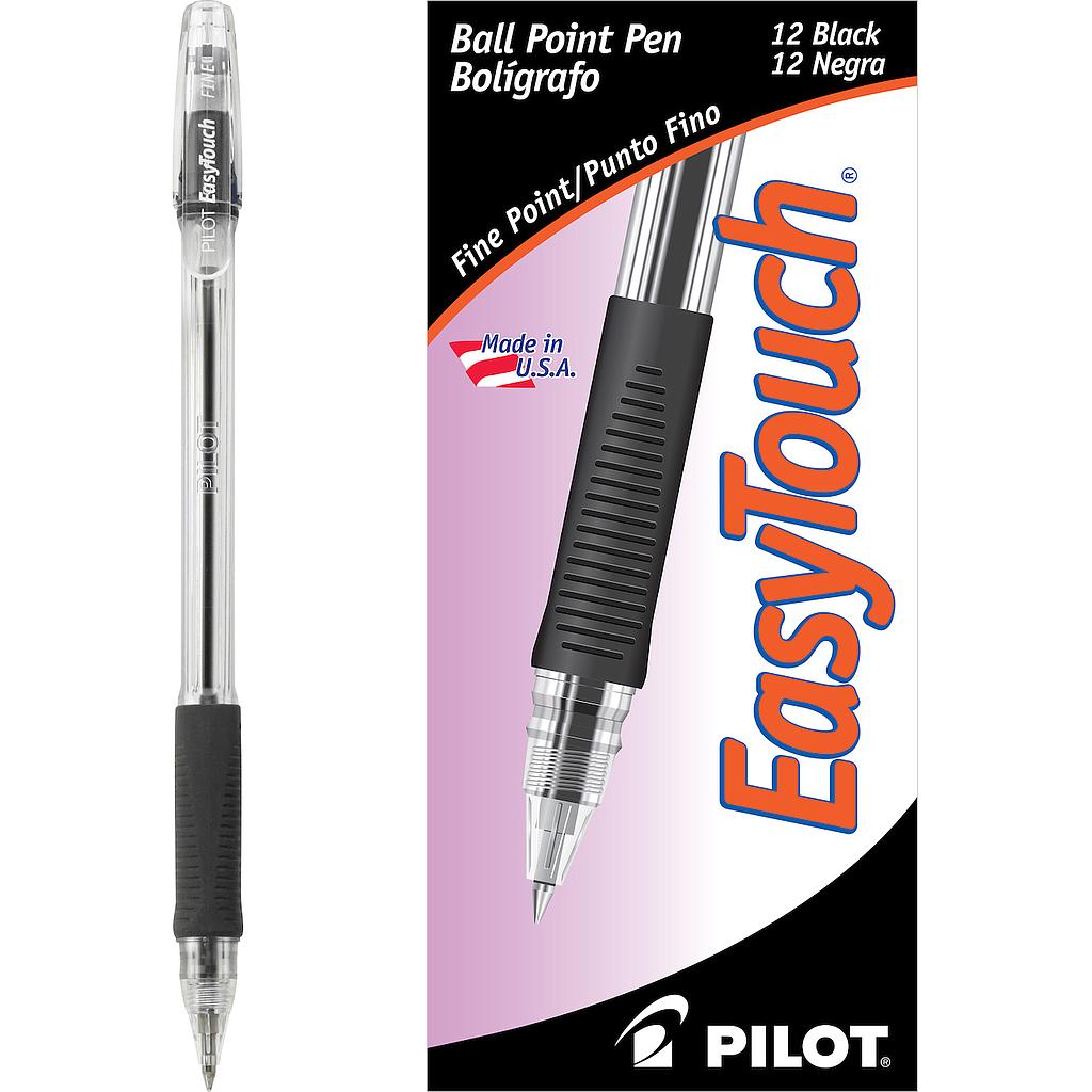 EasyTouch BallPoint Stick Pen, Black Ink, Fine, 12/Pk