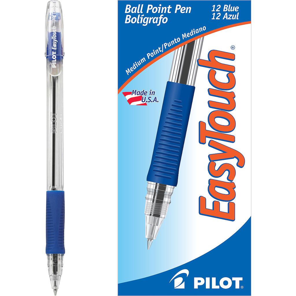 EasyTouch Ballpoint Stick Pen, Blue Ink, 1mm, Dozen