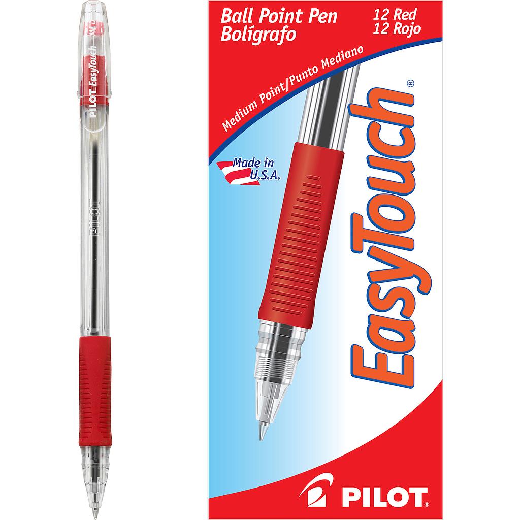 EasyTouch Ballpoint Stick Pen, Red Ink, Medium 1mm, Dozen