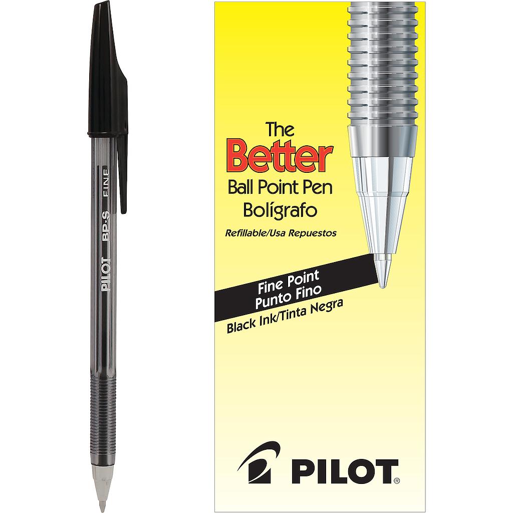 Better Ball Point Stick Pen, Black Ink, Fine 0.7mm, 12/Pk