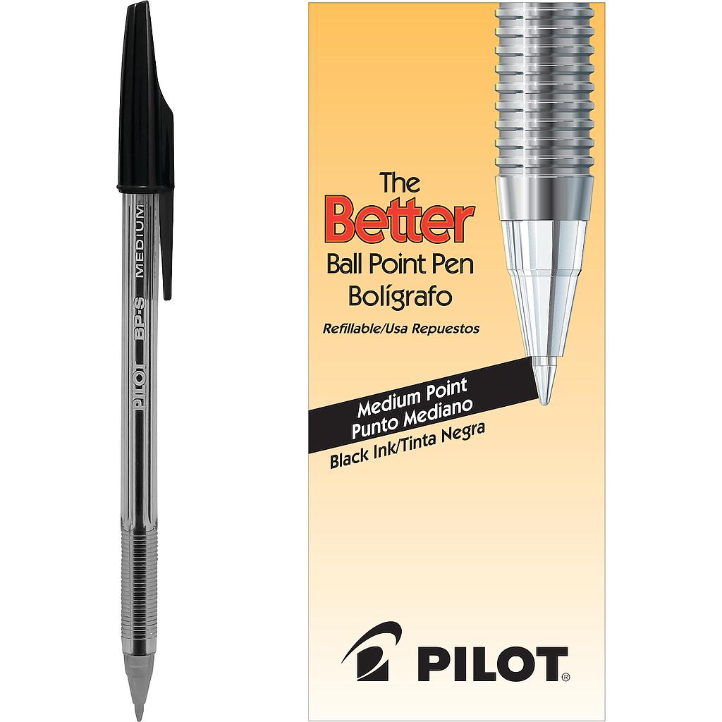 Better Ball Point Stick Pen, Black Ink, Medium, 1mm, Dozen