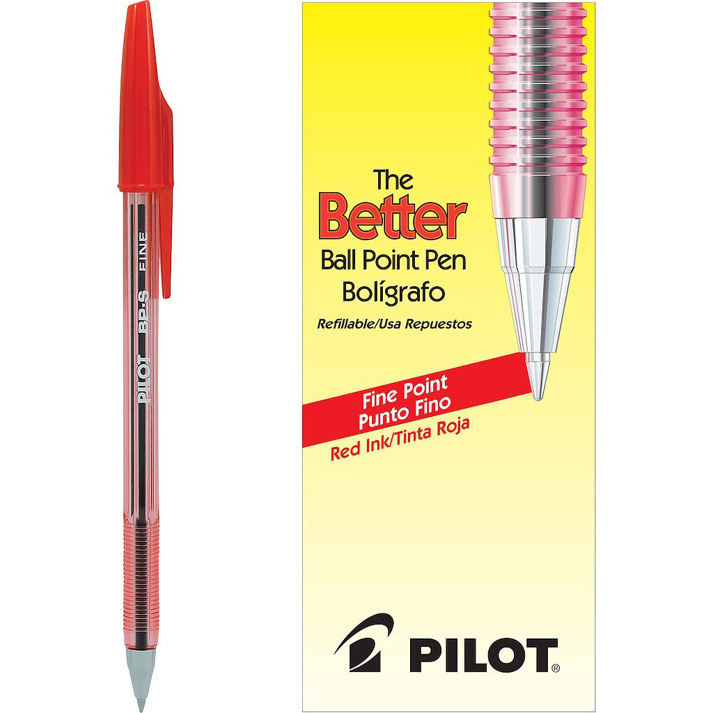 Better Ball Point Stick Pen, Red Ink,Fine 0.7mm, 12/Pk