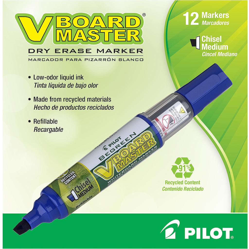 BeGreen Dry Erase Marker, Blue Ink, Chisel, Dozen