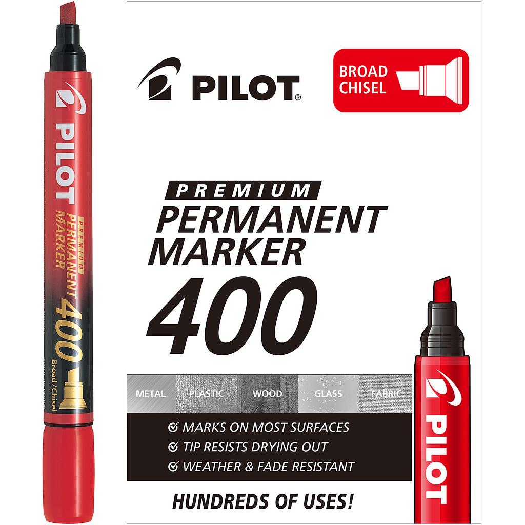 Premium 400 Permanent Marker, Chisel Tip, Red, Dozen