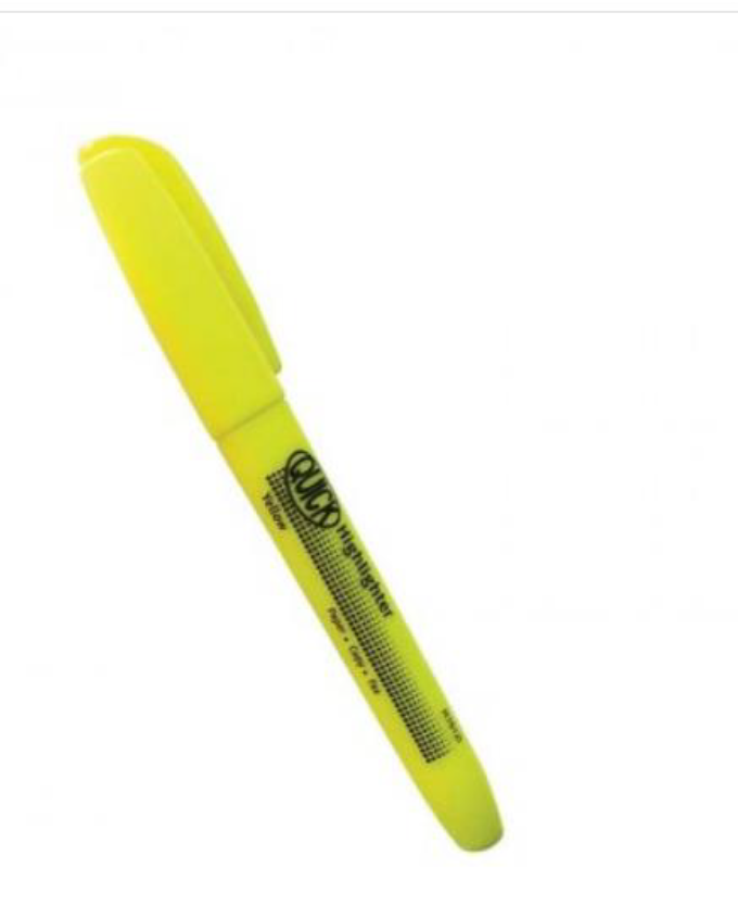 Highlighter, Fluorescent Yellow Ink, Dozen