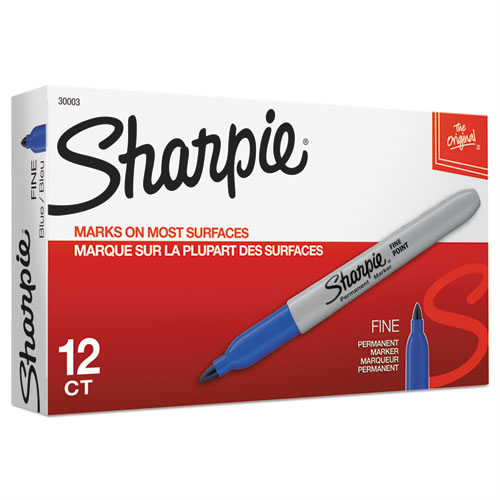 Sharpie Fine Point Permanent Marker, Blue, Dozen