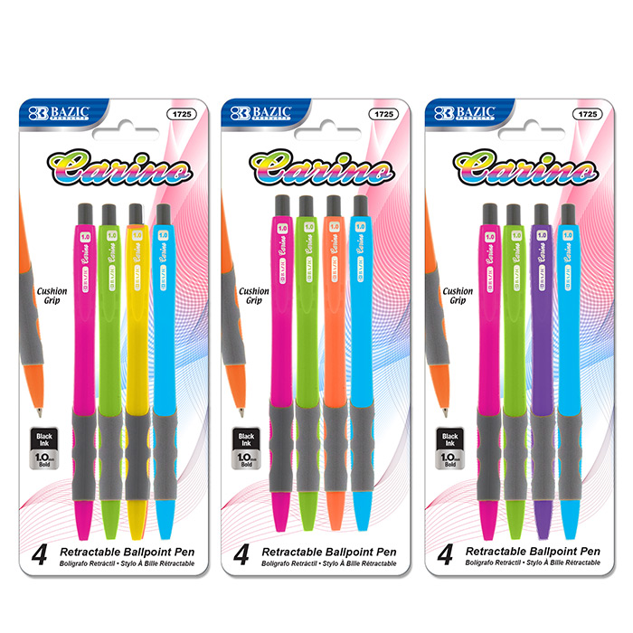 Carino Retractable Pen w/ Cushion Grip (4/Pack)