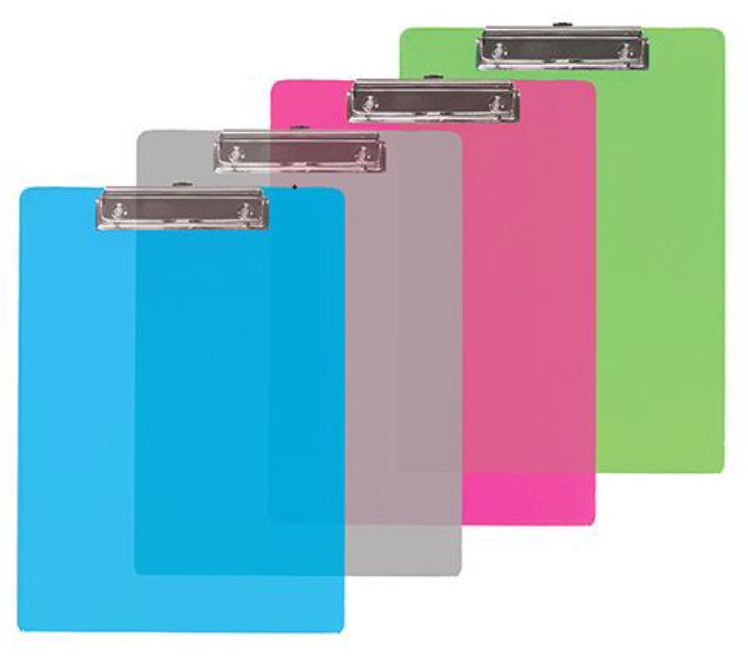 Memo Size Plastic Clipboard w/Low Profile Clip, Each