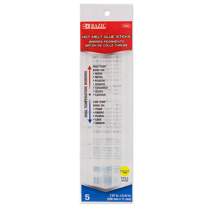 Dual Temp. Full Size Hot MeltGlue Sticks 7.87" x 0.43" (5/Box)