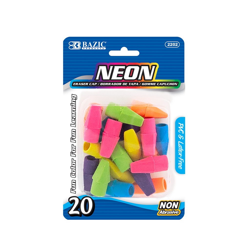 Neon Eraser Cap (20/Pack)