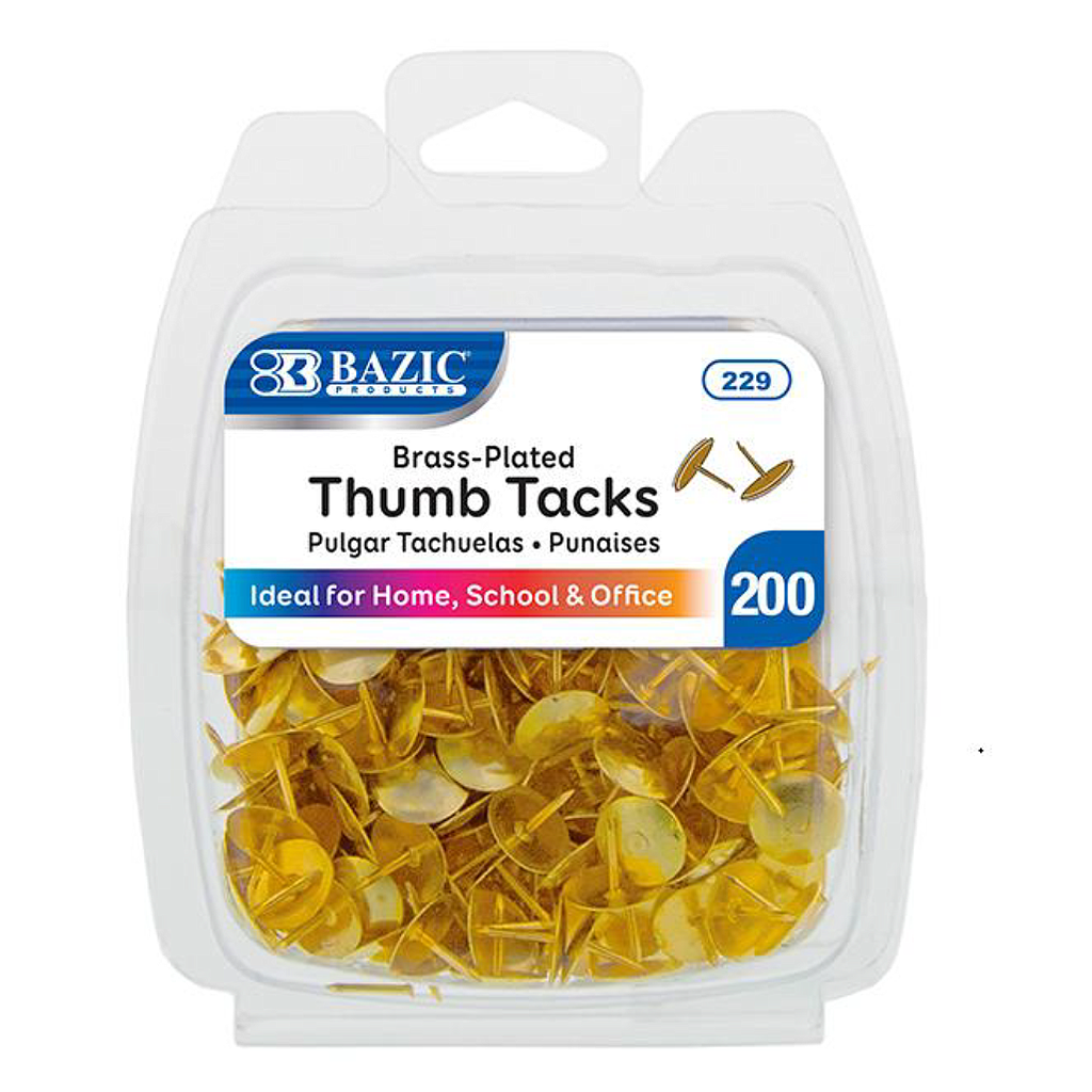 Brass Gold Thumb Tack, 200/Pk