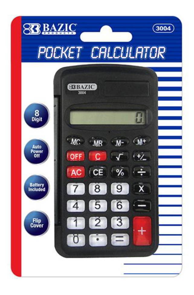 Pocket Size Calculator w/Flip Cover, 8 Digit