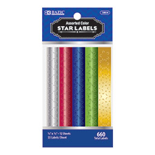 Assorted Color Foil Star Label, 660/Pk