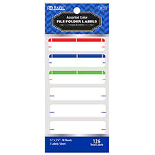 File Folder Label, Assorted Color, 126/Pk