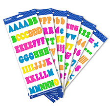 Mulitcolor Alphabet Stickers (6 Sheets)