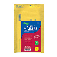 Self-Seal Bubble Mailers, 6" x 9.25", (#0) 4/Pk