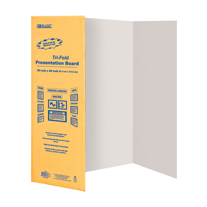 White Tri-Fold Corrugated Presentation Board, 36" x 48", 24/Bx