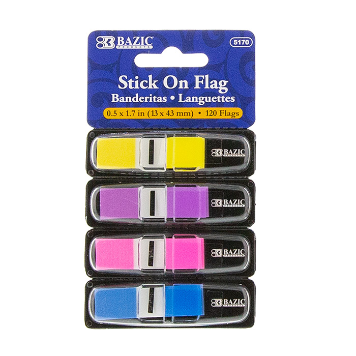 Neon Color Coding Flags w/ Dispenser (4/Pack)