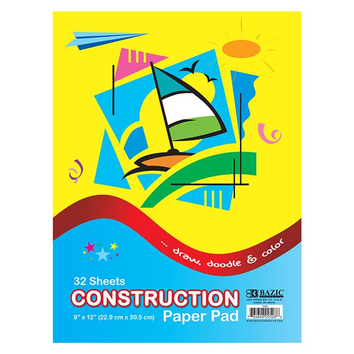 Construction Paper Pad, 9" x 12"