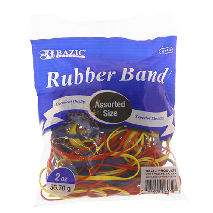 Rubber Bands, Assorted Colors and Sizes, 2oz.