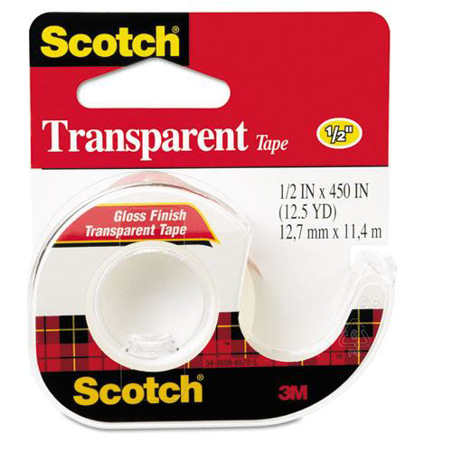 Transparent Tape in Dispenser 144, 1/2" x 450" (70007080909)