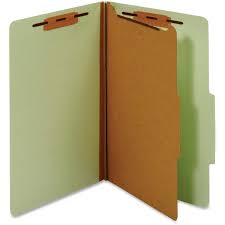 Classification Folders, Standard, Four-Sections (1 Pt.), Bonded Fasteners, 2/5 Cut Tab, Green, Legal, 20/Bx