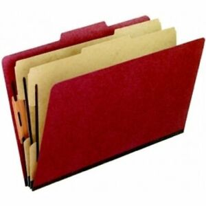 Classification Folders, Standard, Six-Sections (2 Pt.), Bonded Fasteners, 2/5 Cut Tab, Red, Legal, 20/Bx