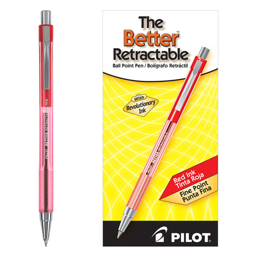 Better Retractable Ball Point,Red,Fine,Dozen