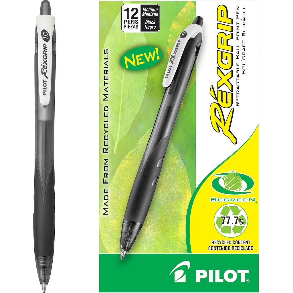 Begreen Rexgrip Ball Point Black, Medium Dozen